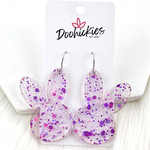 2.5" Purple Splatter Confetti Bunny Heads -Easter Earrings