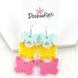 2" Glittery Butterfly Waterfall Drops- Spring Earrings