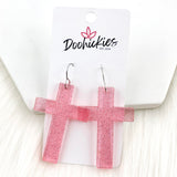 2.5" Pastel Shimmer Cross Dangles- Acrylic Earrings