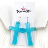 2.5" Pastel Shimmer Cross Dangles- Acrylic Earrings