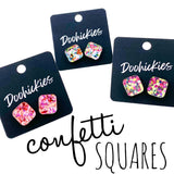 14mm Confetti Square Studs- Summer Acrylic Earrings