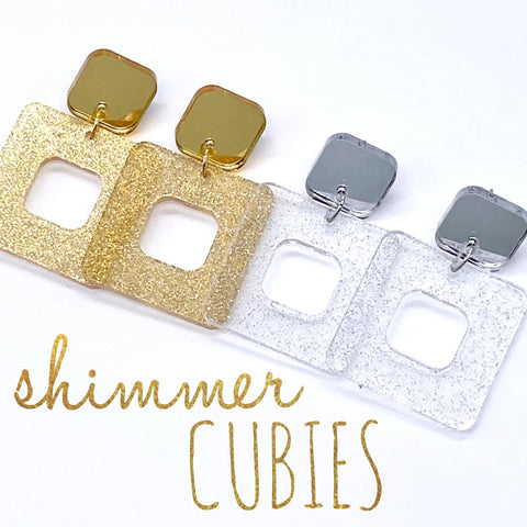 2" Shimmer Cubie Dangles -Everyday Acrylic Earrings