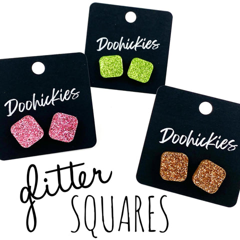 14mm Glitter Square Studs- Spring Acrylic Earrings