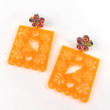 2" Frosted Papel Picado Dangles -Cinco de Mayo Earrings