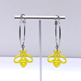 Yellow Jelly Bee Hoops- Spring Earrings