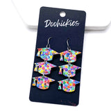 2" Darling Grad Cap Dangle Drops- Graduation Earrings