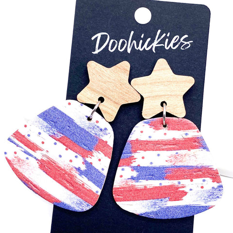 2" American Brush Stroke Corkie Jasmines -Patriotic Earrings