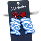 2" Layered USA Acrylic Dangles- Patriotic Earrings