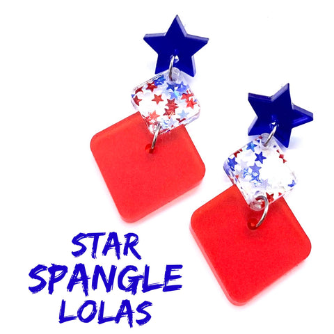 2" Star Spangled Lola Dangles - Patriotic Earrings