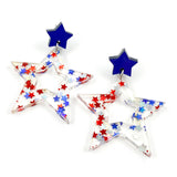 1.75" Star Spangled Cutout Stars - Patriotic Acrylic Earrings