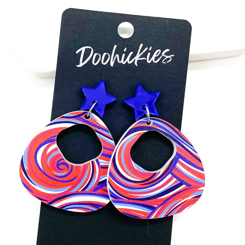 2" American Swirl Lil' Carmen Dangles -Patriotic Acrylic Earrings