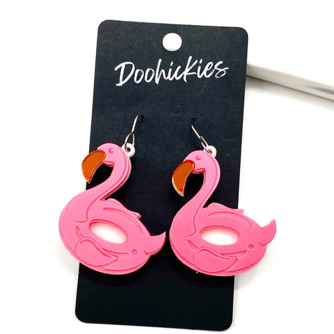 1.5" Pink Flamingo Floaty - Summer Acrylic Earrings