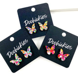 14mm Confetti Butterfly Studs- Summer Earrings