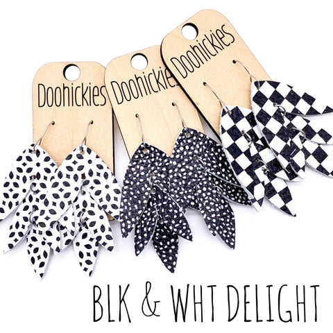 2.5" Black & White Delight Lilli Belle Collection - Leather Earrings