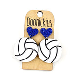 1.9" Custom I Heart Volleyball Dangles - Sports Earrings