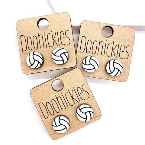 12mm Acrylic Volleyball Studs - Sports Earrings