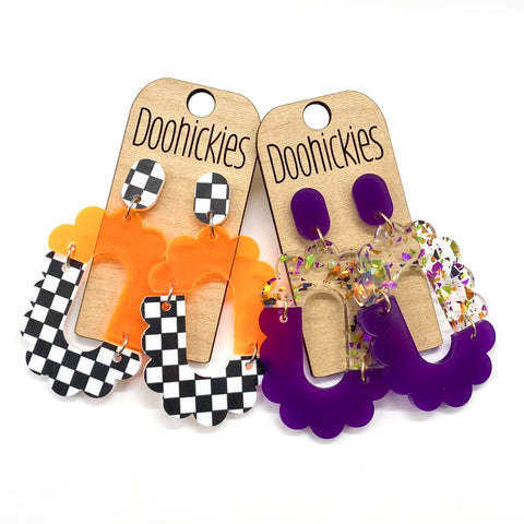 2.8" Halloween Matilda Acrylic Dangles - Halloween Earrings