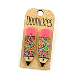 2" Lil' Pencil Acrylic Dangles - Back to School Teacher Earrings