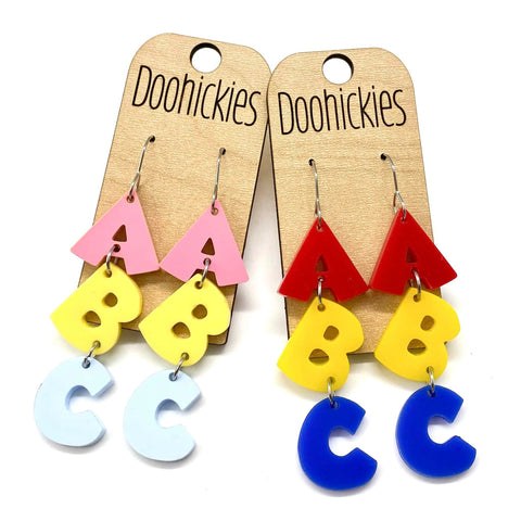 2.5" ABC Acrylic Dangles - Back to School Teacher Earrings