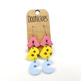 2.5" ABC Acrylic Dangles - Back to School Teacher Earrings