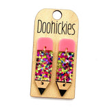 2" Lil' Pencil Acrylic Dangles - Back to School Teacher Earrings