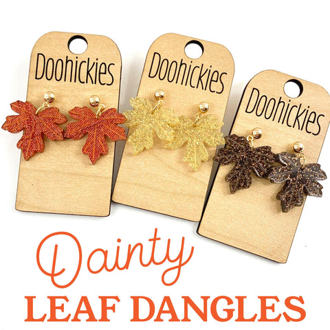 1" Dainty Acrylic Leaf Dangles - Fall Earrings