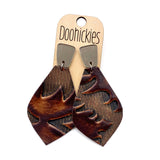 3.25" Bronze and Embossed Leather Dangles - Western Earrings