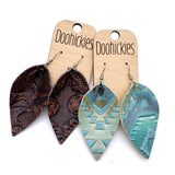 2.5" Embossed Aztec Leather Petals - Western Earrings