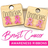 15mm Breast Cancer Awareness Acrylic Ribbon Studs - Awareness Earrings