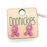 15mm Breast Cancer Awareness Acrylic Ribbon Studs - Awareness Earrings