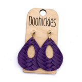 1.5" Fall Braided Raindrops - Leather Earrings