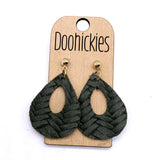 1.5" Fall Braided Raindrops - Leather Earrings