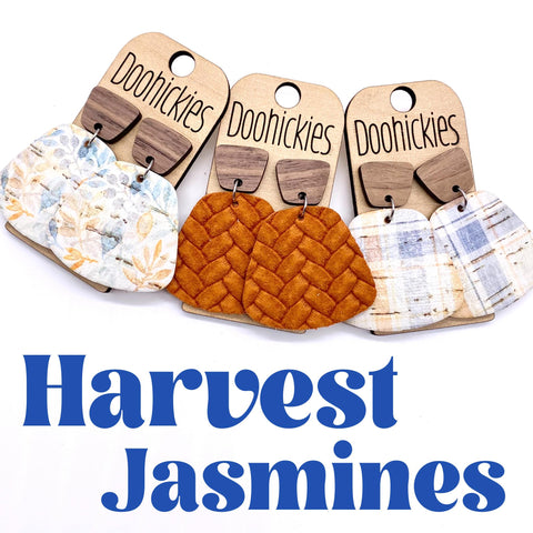 2" Harvest Jasmines - Fall Leather/Cork Earrings