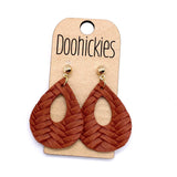 1.5" Fall Braided Raindrops - Leather Earrings