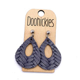 1.5" Fall Braided Raindrops - Leather Earrings