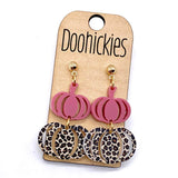 Fall Double Leopard Pumpkin Dangles - Fall Acrylic Earrings