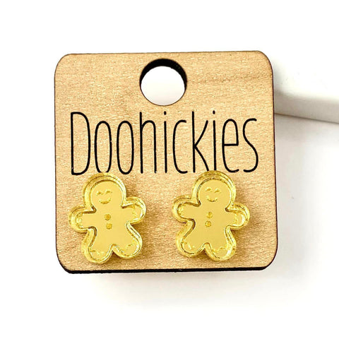 15mm Gingerbread Man Studs - Christmas Earrings