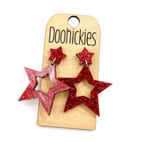 1.75" USA Glitter Cutout Stars - Patriotic Acrylic Earrings