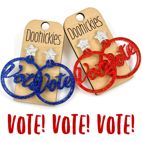 1.75" Glitter Vote Dangles - Political Acrylic Earrings