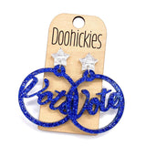 1.75" Glitter Vote Dangles - Political Acrylic Earrings