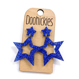 1.75" USA Glitter Cutout Stars - Patriotic Acrylic Earrings