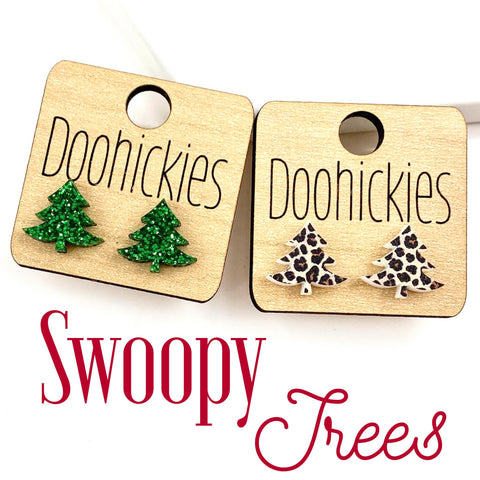 15mm Swoopy Tree Studs - Christmas Earrings