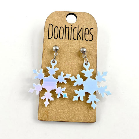 1.25" Iridescent Snowflakes - Christmas Acrylic Earrings