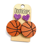 2" Custom I Heart Basketball Dangles - Sports Earrings