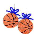 RTS 2" Custom Bows & Basketball Dangles - Sports Earrings