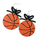 RTS 2" Custom Bows & Basketball Dangles - Sports Earrings