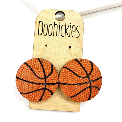 1.25" Engraved Basketball Acrylic Dangles - Sports Earrings