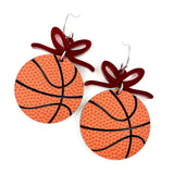 RTS 2" Custom Bows & Basketball Dangles - Sports Earrings