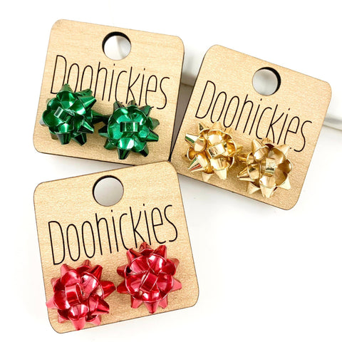 RTS 18mm Christmas Gift Bows Stud Earrings