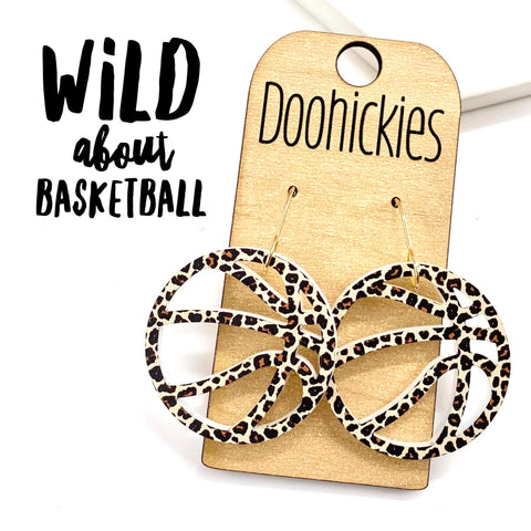 1.25" Wild About Basketball Leopard Dangles - Sports Earrings